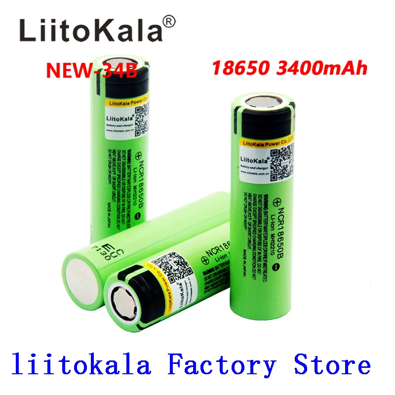 

2019 LiitoKala 100% New Original NCR18650B 3.7 v 3400 mah 18650 Lithium Rechargeable Battery For Flashlight batteries