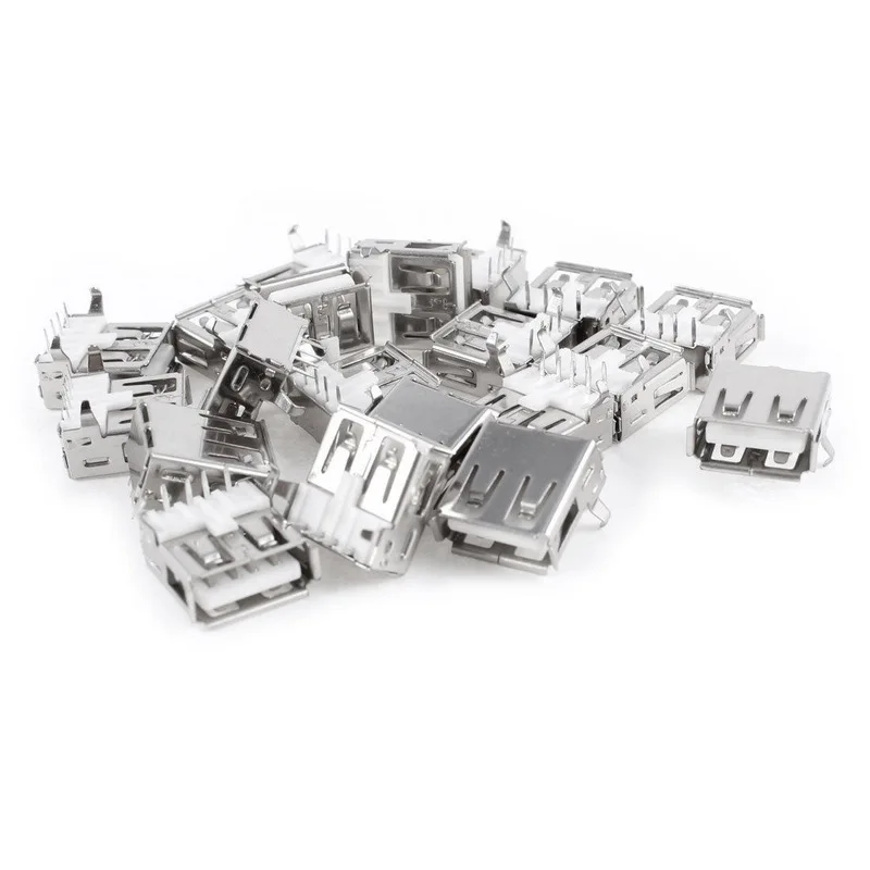 

20PCS USB Connectors Famale Type A Port Right Angle 4-Pin Jack Socket Connector