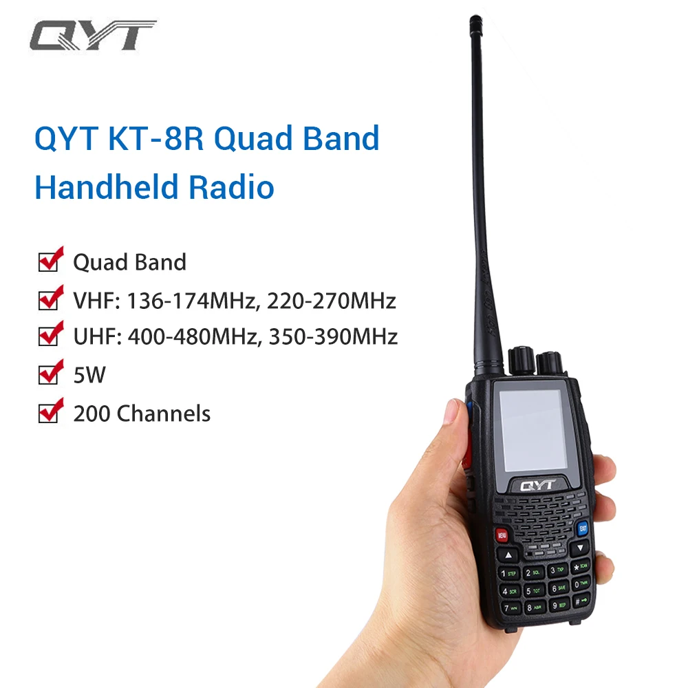 

Walkie Talkie 5W UHF KT-8R 4band Two-Way Radio Station Transceiver Two Way Radio Communicator USB Charging Walkie-Talkie