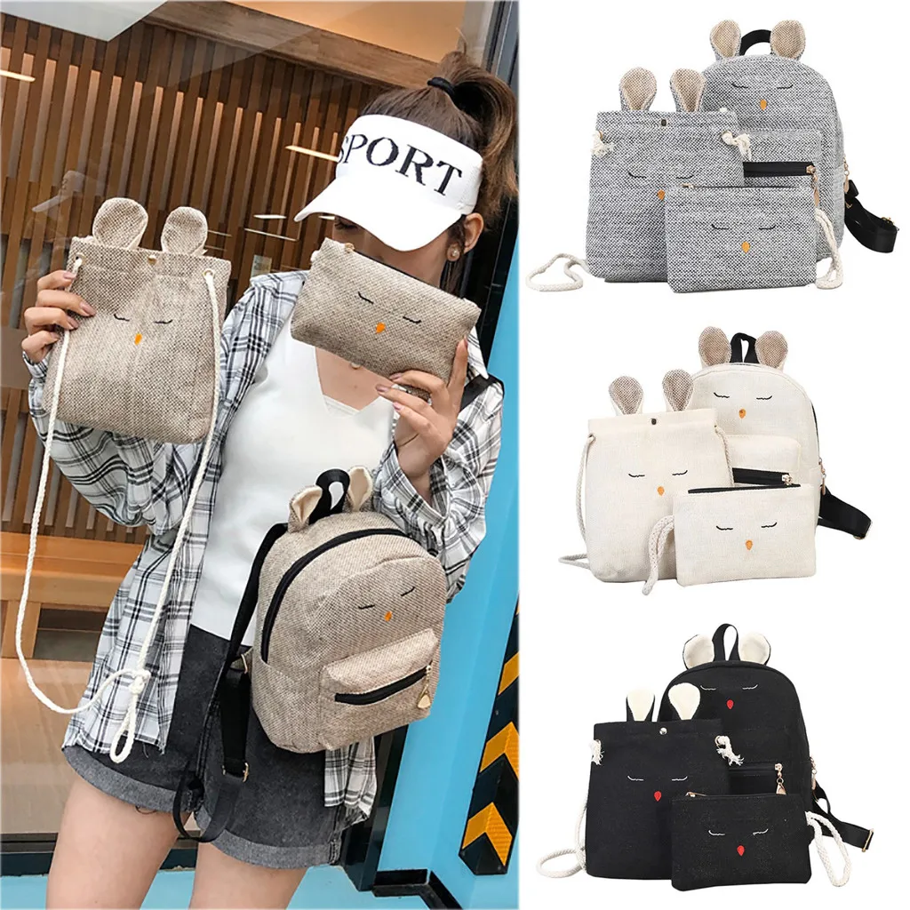 

2019 Casual Lady Women Color Matching Wild Fashion Leisure Travel Bag Collage Style Student Bag 3-piece Set 50