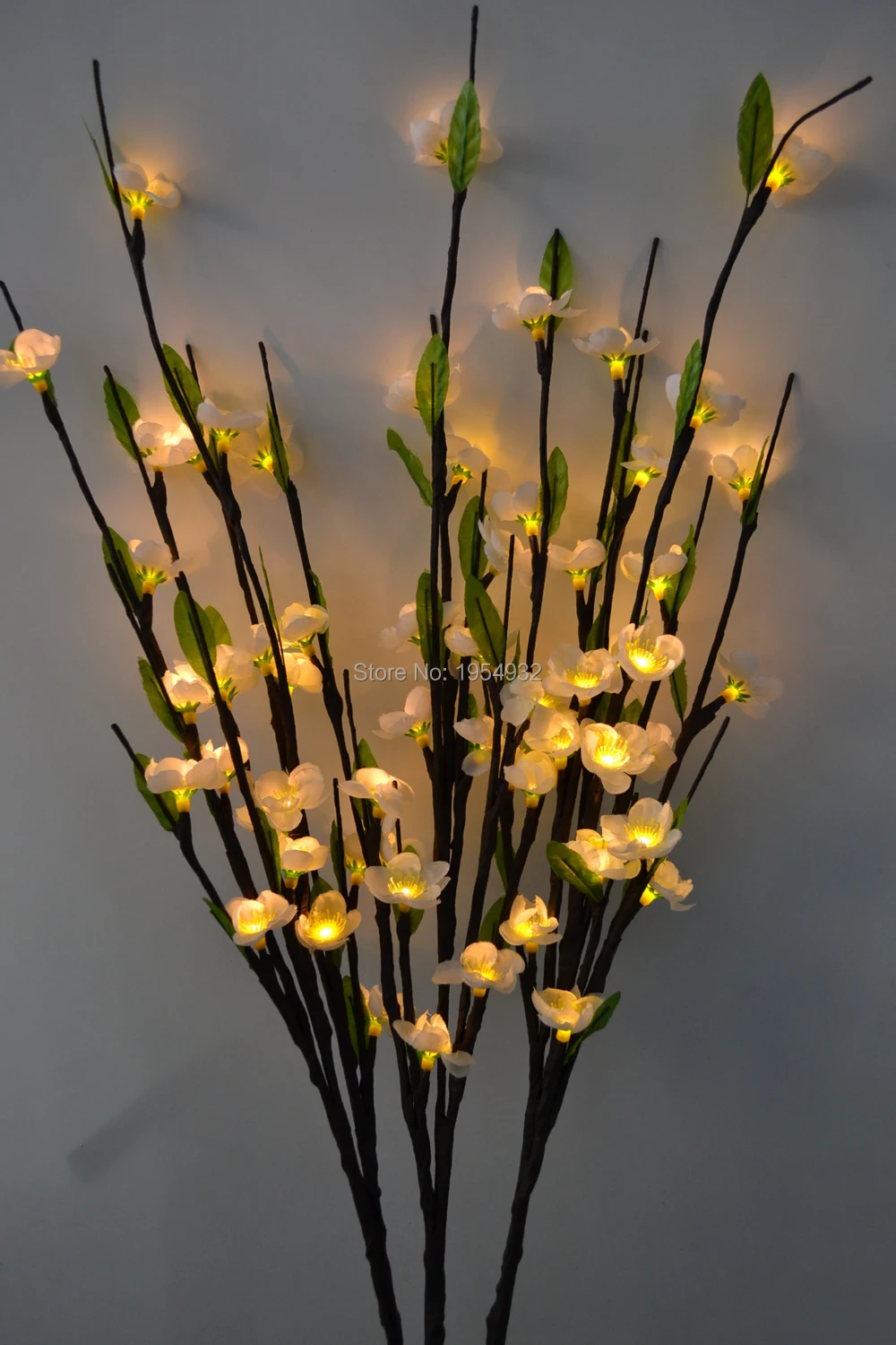 

Free Shipping LED Blossom Plum Branch light 39' with 60Led Plus green leaf decoration LED Cherry Plum Branch Light 7 Colors