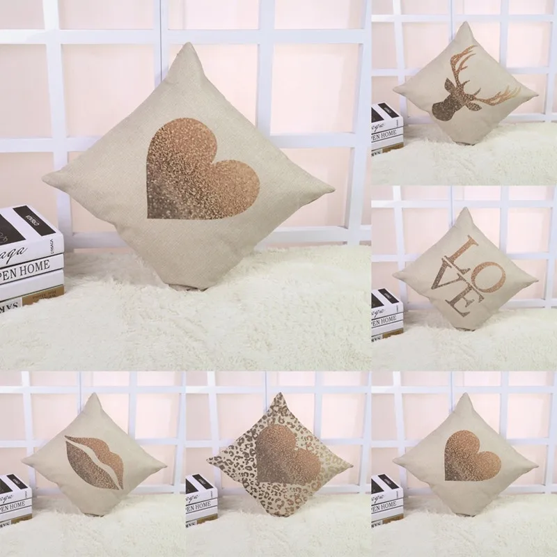 17 inches Simple Style Valentine Cushion Cover Deer Lip Pattern Cotton Linen Pillow PillowCase Home Decor | Дом и сад