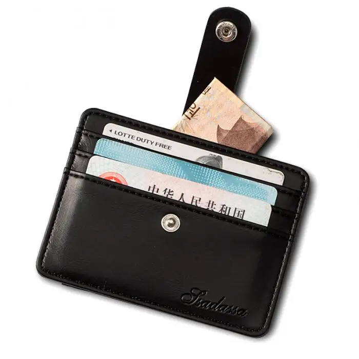 Hot 1 Pcs Men Card Holder Short Design Ultra-thin Portable PU Leather Solid Color BVN66