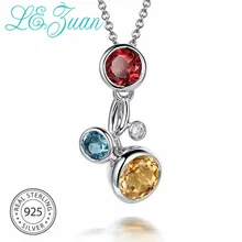 L& zuan 925 Серебро Многоцветный камни ожерелье и кулон для женщин натуральный цитриновый гранатовый топаз кулон с серебряной цепочкой