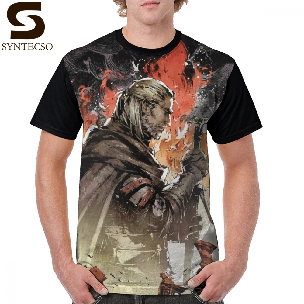 Gwent футболка Geralt Of Rivia Artwork, футболка с принтом XXX Graphic, Мужская футболка, потрясающая, полиэстер, футболка с короткими рукавами