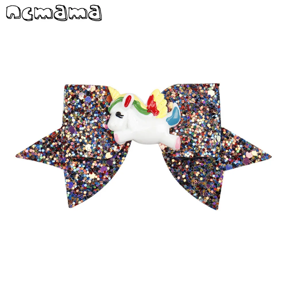 

Promotion 4 Inch Glitter Bling Hair Clips for Girls Unicorn Party Bow Kids Hairpins Sequin Swallowtail Kids Hair Accessories