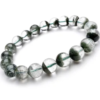 

Drop Shipping 10mm Genuine Green Natural Phantom Quartz Bracelets For Women Female Stretch Crystal Round Bead Bracelet