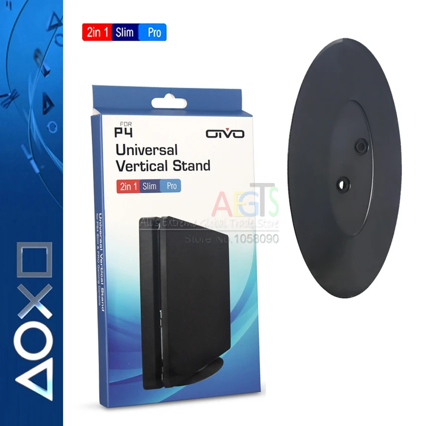 

PS4 Pro/Slim 2 in 1 Vertical Stand for PS4 Pro Mount Non-Slip Secure Base for Sony PS4 Slim /Pro Holder Console Case in Retail