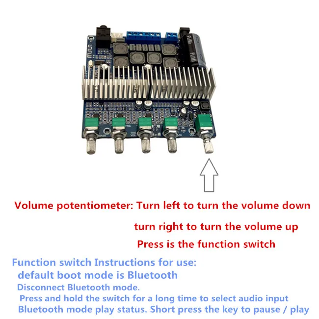  Xiang Sheng TPA3116D2 Subwoofer Amplifier Board 2.1 Channel High Power Bluetooth 4.2 Audio Amplifier Board DC12V-24V 2*50W+100W