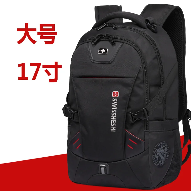 Suissewin Швейцарский рюкзак 17 дюймов для мужчин и мальчиков, школьный рюкзак для мужчин и женщин, черный рюкзак Mochila, водонепроницаемый нейлоновый рюкзак для ноутбука, сумка для книг