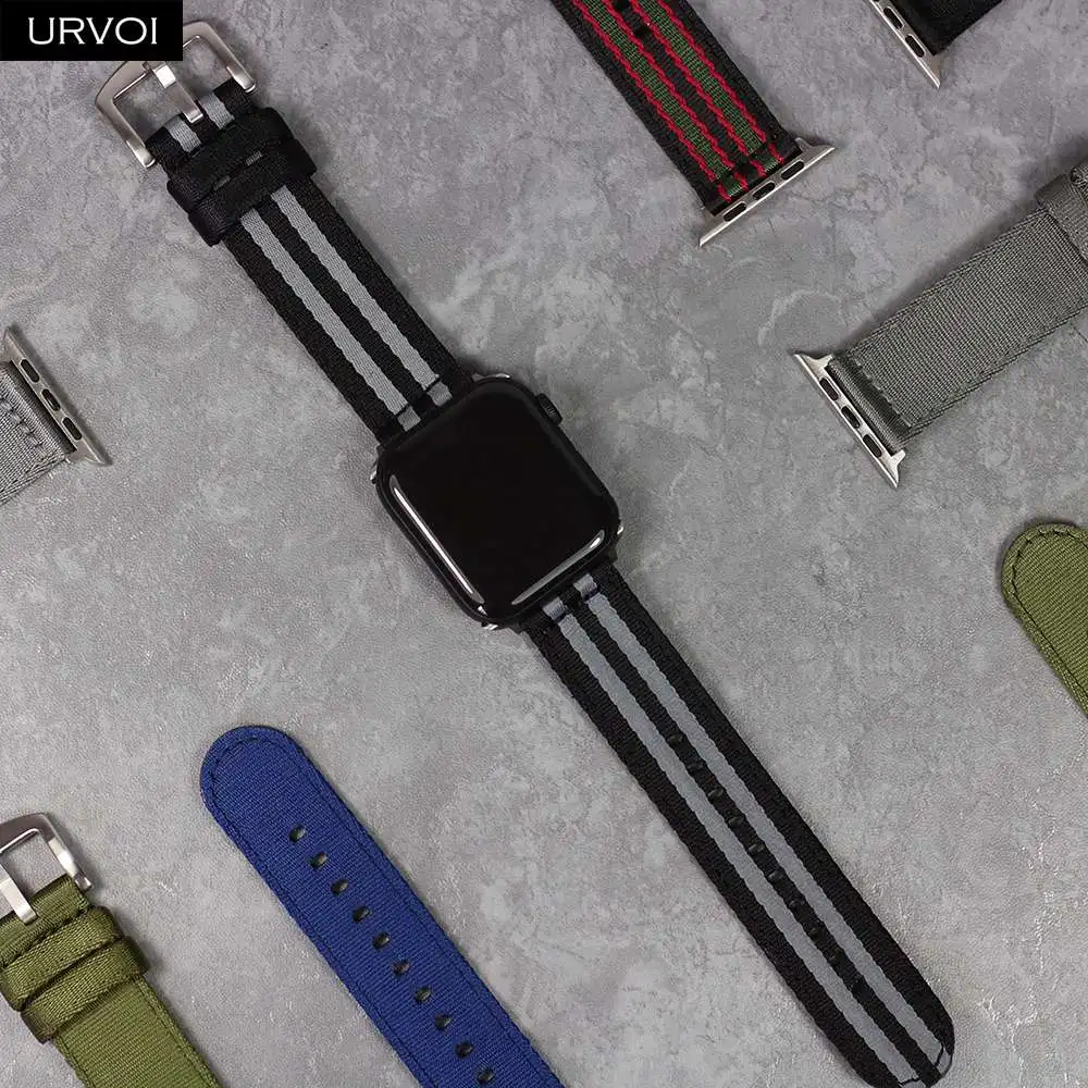 URVOI ремешок для apple watch серии 4 3 2 НАТО лямка из нейлоновой ткани для iwatch полосатый Замена прочный созвучно 38/42/40/44 мм