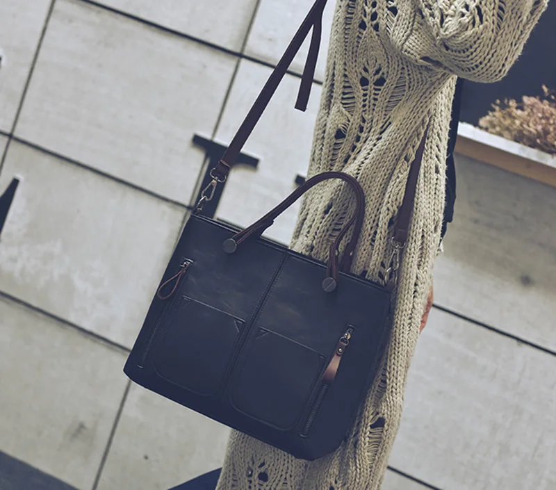 Women Shoulder Bag Vintage PU Leather Casual Totes Female Daily Shopping Bags Luxury Designer Ladies Handbag Dames Tassen SS0375 (18)