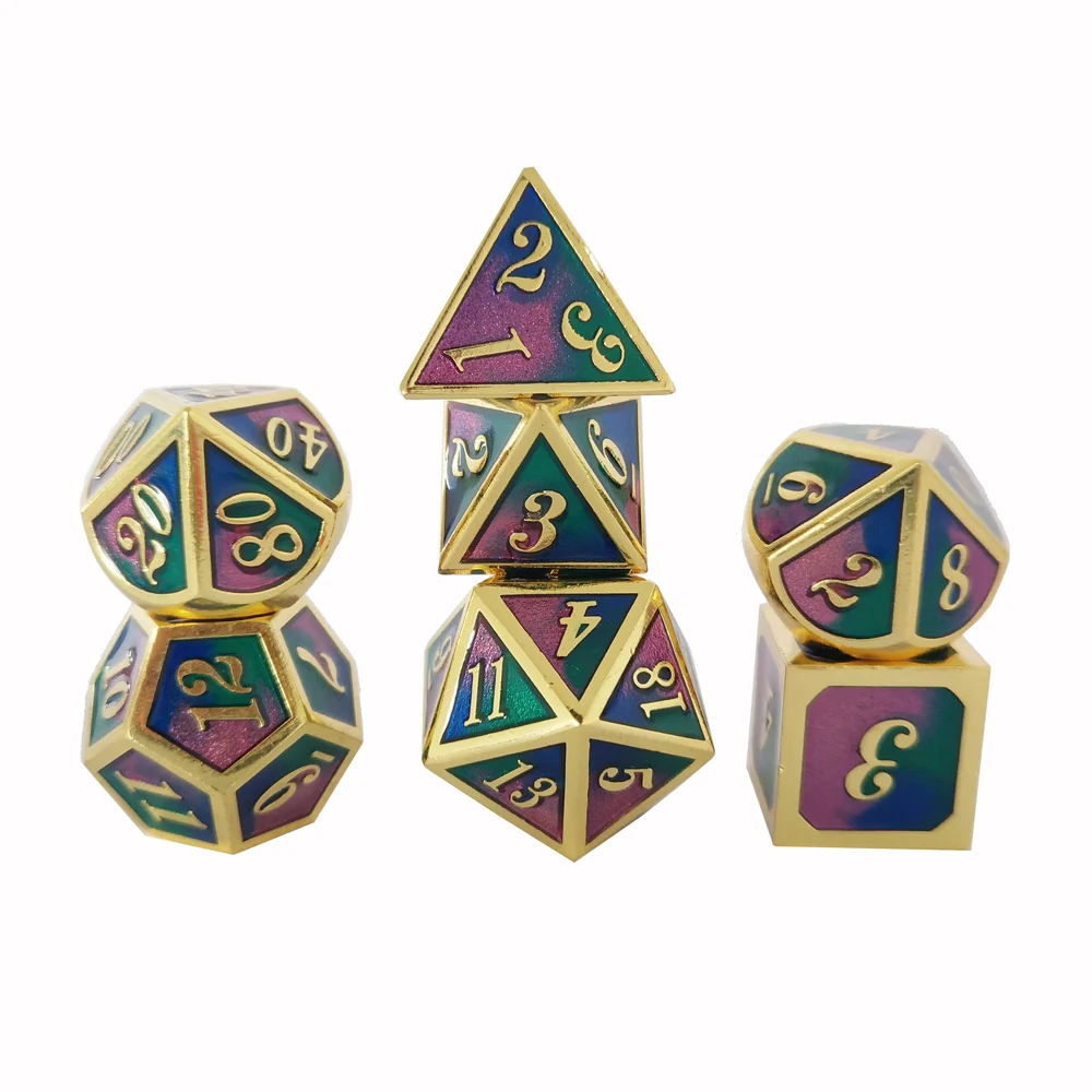 

factory Outlet New font Dungeons & Dragons 7pcs/set Creative RPG Dice D&D Metal Dice set transparent blue