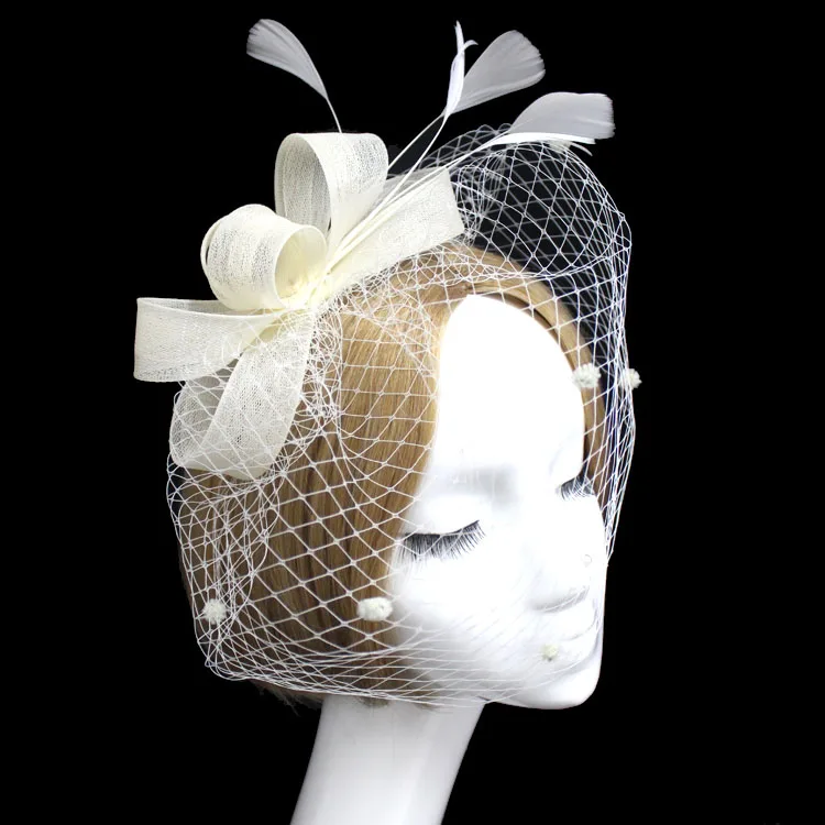 Модная шляпа с бантом для волос невесты свадебная вуаль фото портрет цветок перо головной убор шпилька маска из газовой ткани лицо