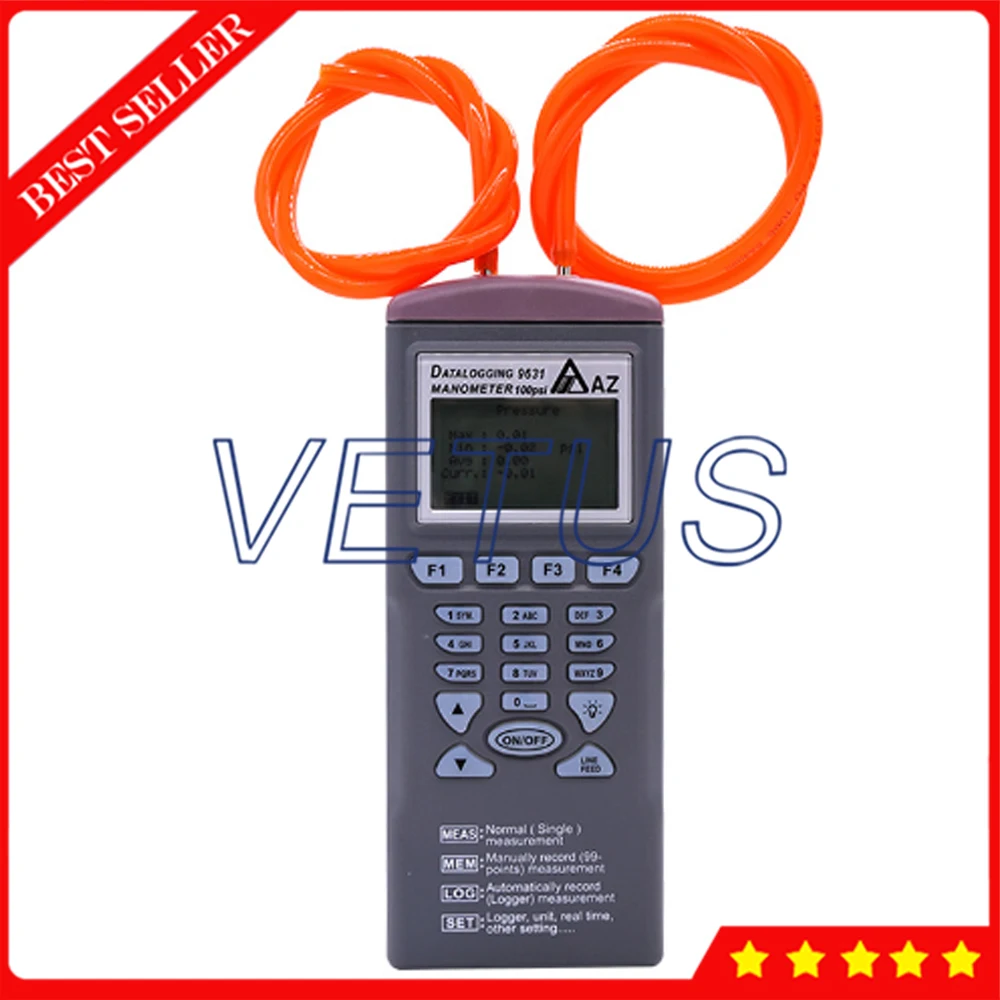 Portable Manometer Digital Differential Pressure Datalogger 100 psi