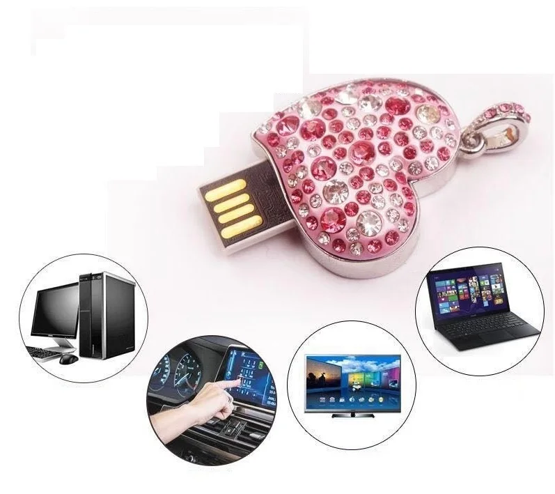 Usb флеш-накопитель 64 ГБ, 8 ГБ, 4 Гб, металлическая Флешка 16 ГБ, usb 2,0, драгоценные камни, с цепочкой, флеш-накопитель 32 ГБ, u-образная Флешка 128 ГБ, печать имени