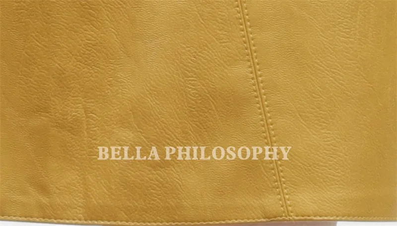 Женская юбка с высокой талией Bella Philosophy, розовая/жёлтая/чёрная/зелёная/синяя юбка из искусственной кожи, мини юбка на молнии для зимы, 2019