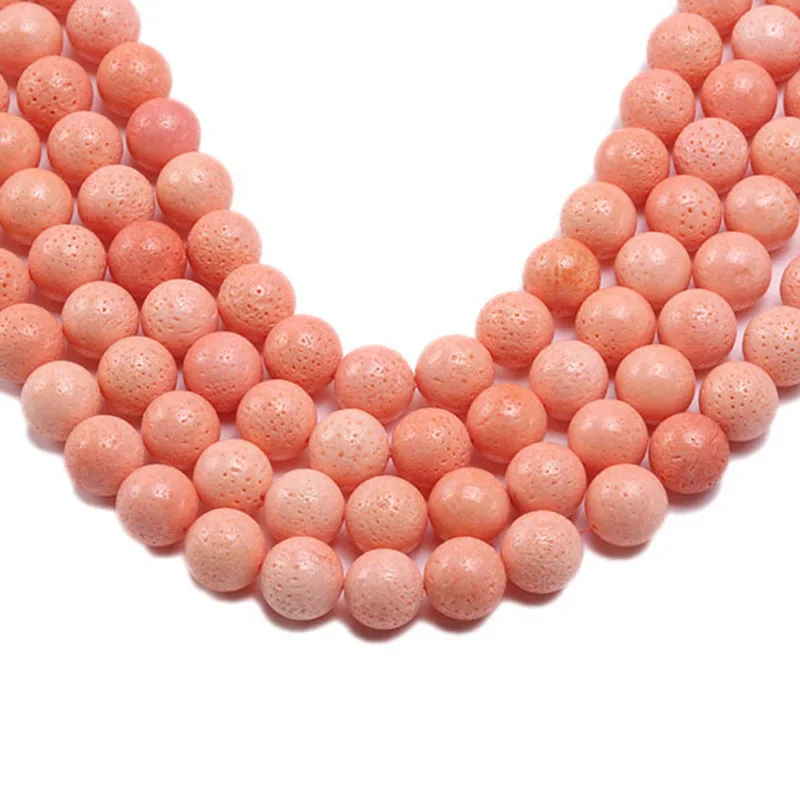 

JYX special coral materials diy Wholesale 14mm round Orange pink Coral Beads String 16inches Fit DIY stylish coral necklace