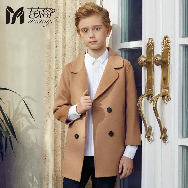 

2018 autumn and winter new boy wool coat boy Korean fashion children long section woolen jacket or coat