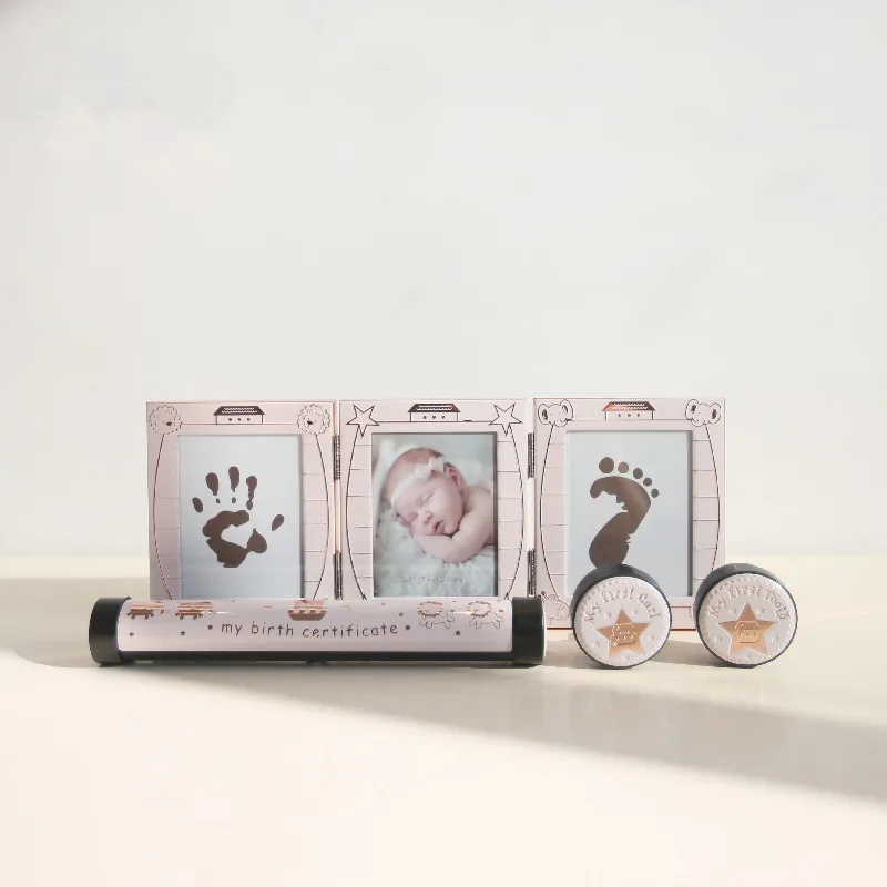 

Baby Birth anniversary set hands and feet prints tooth box curl box certificate holder Baby anniversary souvenir gifts