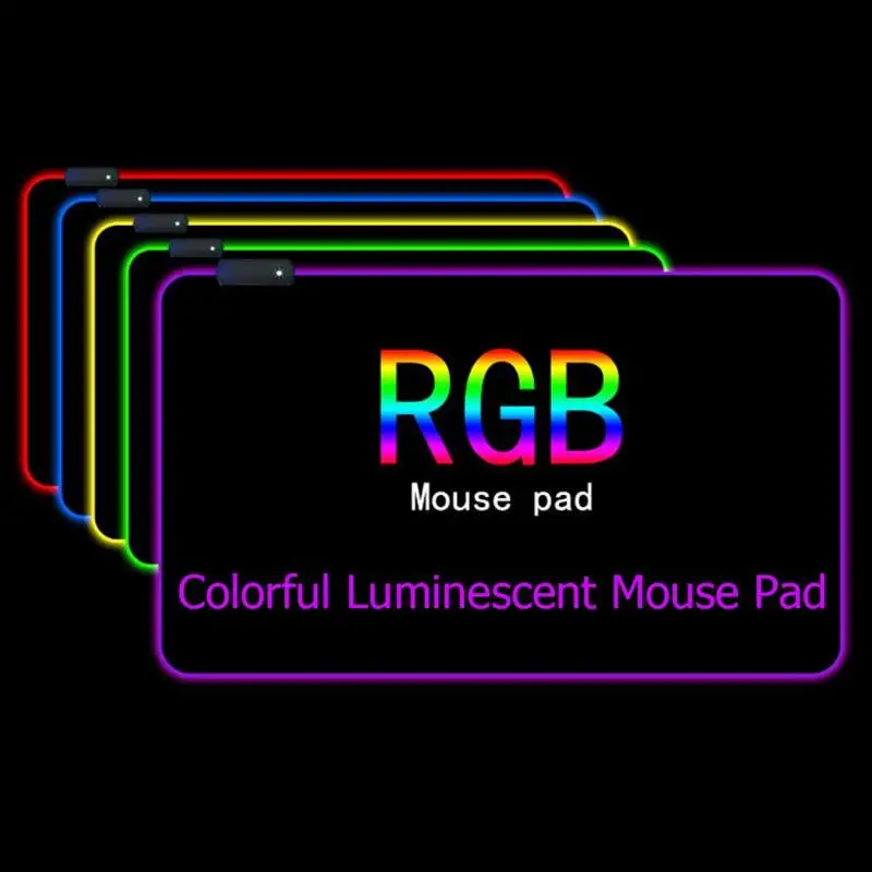 VODOOL Thick USB RGB Glowing Oversized Game Mouse Pad Colorful Luminous Thicken Keyboard Mat for PC Laptop Desktop