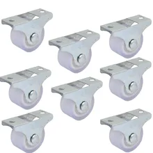 New Arrival 8pcs/lot 1 Inch Dia Universal Furniture Caster Furniture Trolley Iron Top Plate Silent PVC Fixed Caster Wheel