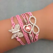 1 шт. бесконечность, ладони и anghor браслет. металл очарование, воск шнур, кожаный браслет 3320