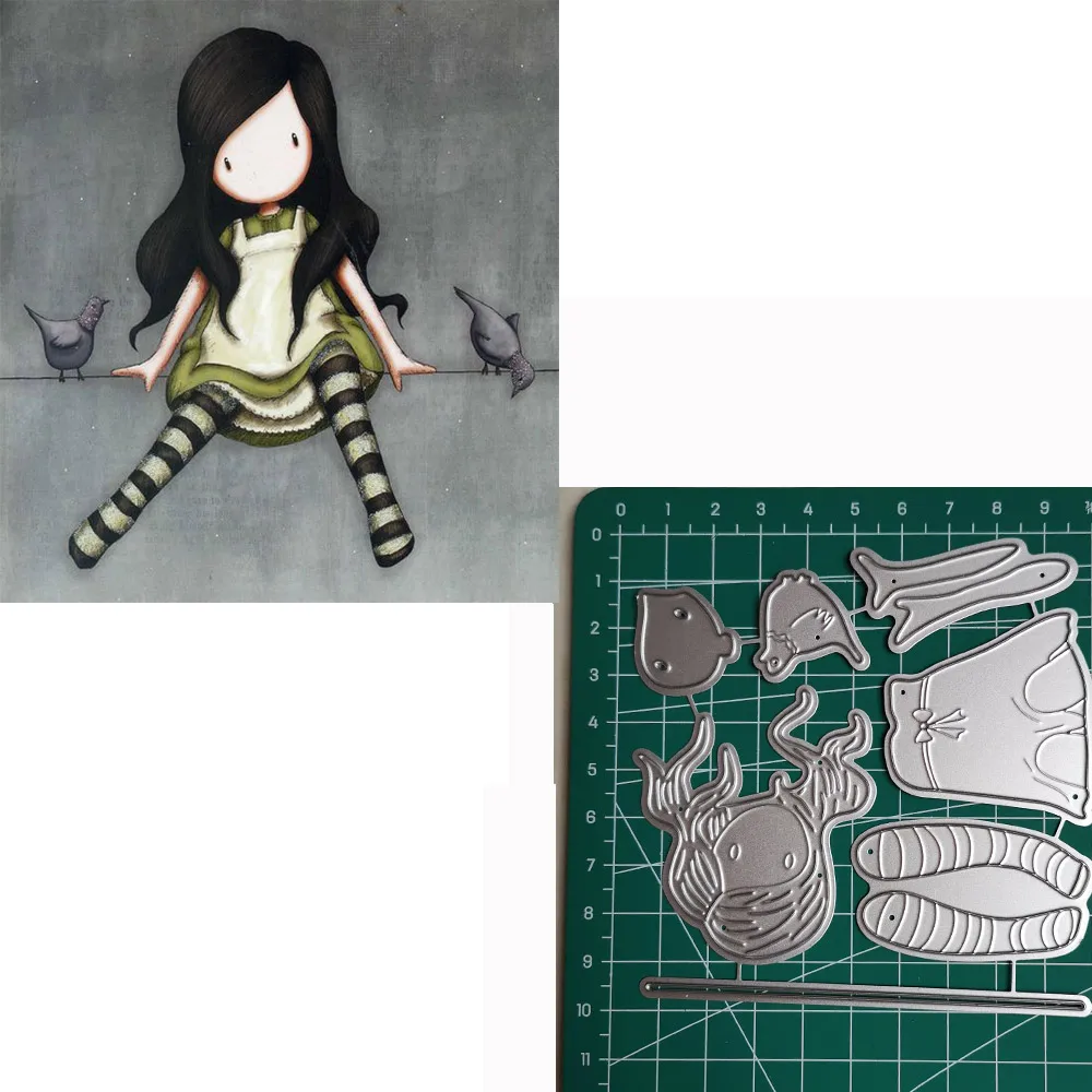 

doll Girl Seat Down Metal Cutting Dies 2019 Scrapbooking Craft Dies Cut Stamps Embossing Stencils Invitation Card Making