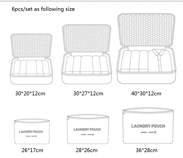 6 шт. водонепроницаемые сумки для хранения Набор Дорожный чемодан разделитель для шкафа контейнер для аккуратная Одежда Органайзер Упаковка Кубики сумка для белья