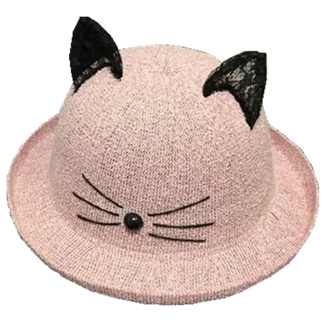 Buy 2017 Summer Cute Cat Face Bucket Hat With Lace Cat
