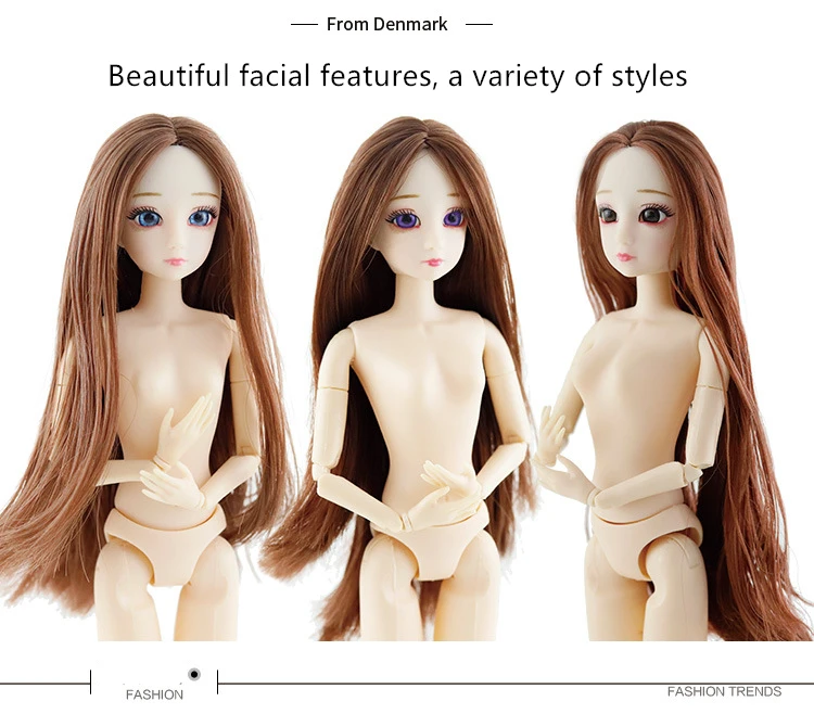 Аксессуары для куклы BJD, голова 3D, голубые и фиолетовые глаза, кудри, прямые волосы, женское обнаженное тело, для 1/6, кукла BJD, подарок для девочки, голова