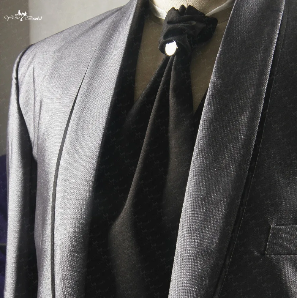 Rsj135 итальянский Стиль Свадебный костюм Для Мужчин серый костюм черный галстук