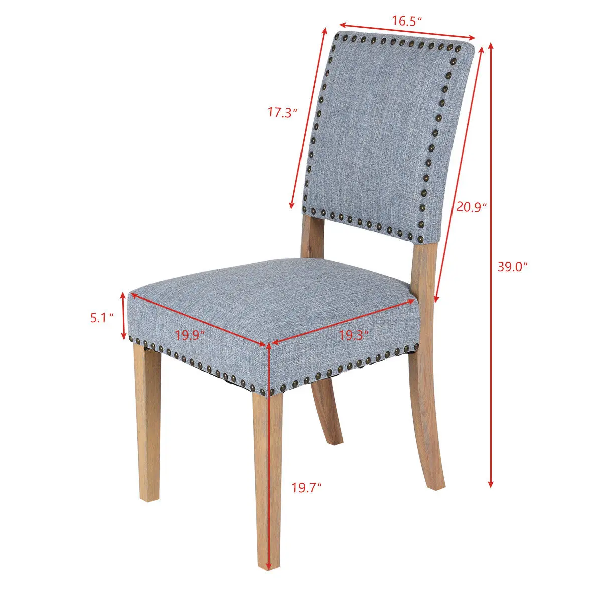 Giantex Set Of 2pcs Fabric Dining Chairs With Rubber Wood Legs Home Giantex Set Of 2pcs Fabric Dining Chairs With Rubber Wood Legs Home Kitchen Furniture Modern Rivets Leisure Hw56716 In From