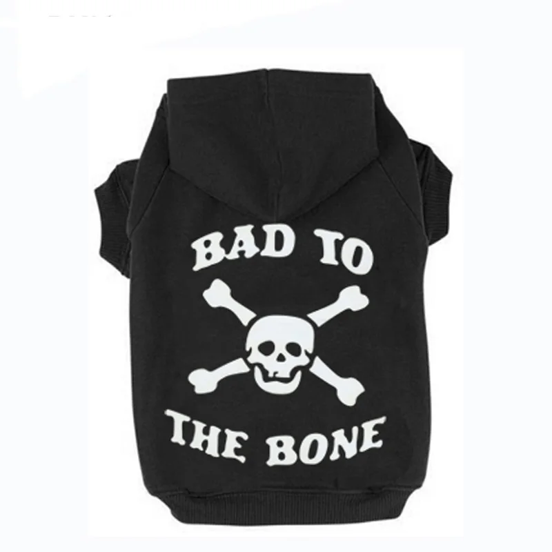 

BAD TO THE BONE Printed Skull Cat Fleece Sweatshirt Dog Hoodies for Autumn/Winter 7 Sizes
