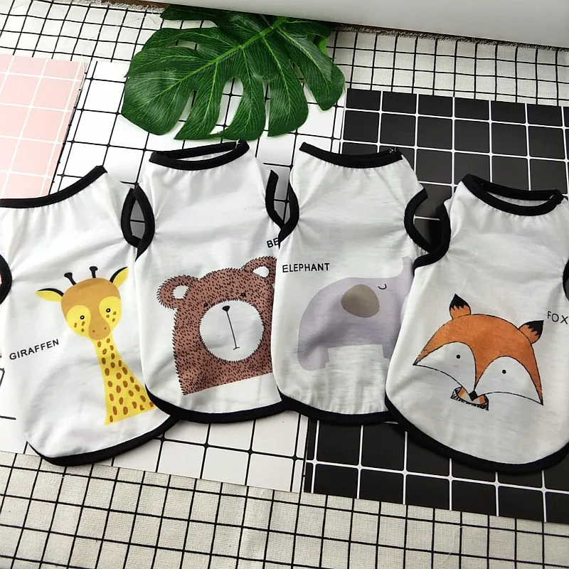 

Animal Cartoon Print Dog Vest Designer Cool Summer Dog Tshirt Pets Clothing Elastic Small to Medium Dog Clothes for Small Dogs