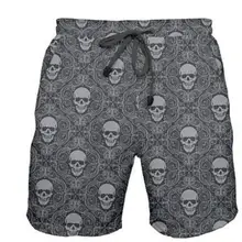 Пляжные спортивные шорты для плавания, Мужские Пляжные штаны, мужские быстросохнущие свободные спортивные штаны с принтом черепа, купальный костюм, плавки