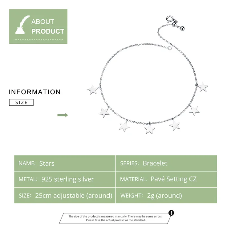 WOSTU,, цепочка на ножной браслет со звездами, 925 пробы, серебряный браслет для женщин, на ногу, Chian Link, модное ювелирное изделие, подарки, CQT008