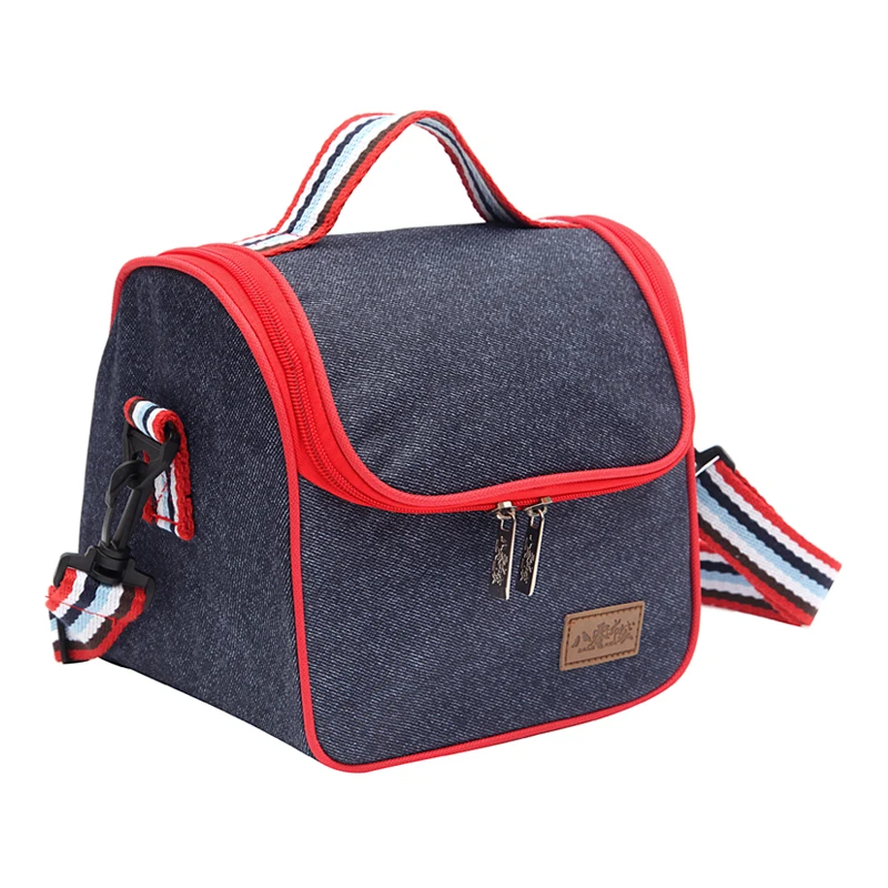 

Denim Shoulder Lunch Bag For Women Kid Picnic Bento Box Insulated Pack Drink Food Thermal Ice Cooler Leisure Accessories Stuff