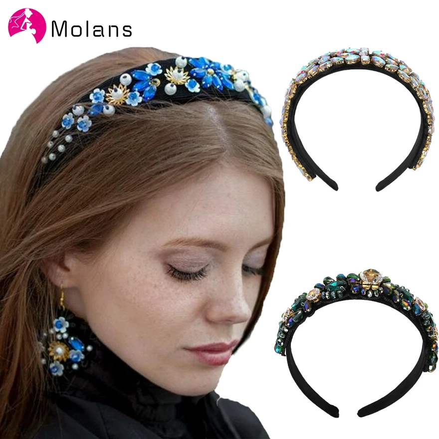 Обручи для волос в стиле барокко с великолепными драгоценными камнями, европейские преувеличенные летние дикие женские повязки на голову, разноцветные геометрические повязки для волос