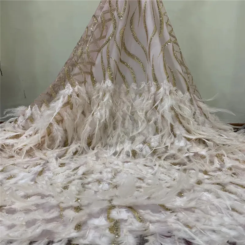 Madison Latest Lace fabric 2019 Nigerian French Fabric With Feather 3d Embrodiery Trim For African Bridal  Дом и