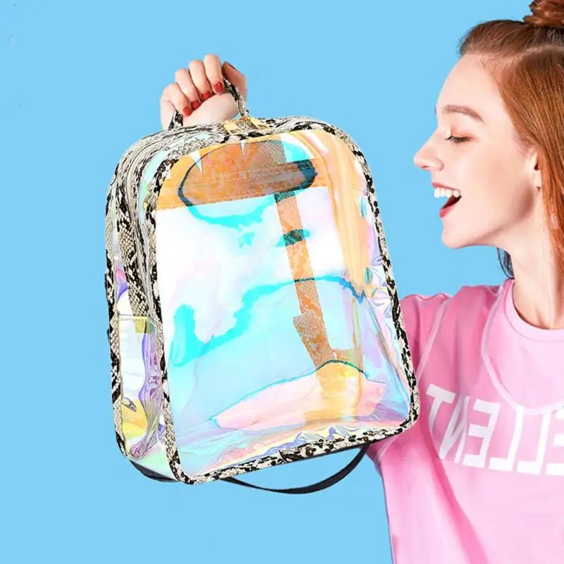 

Fashion 2pcs/set Ladies Snake Print Transparent Travel Backpacks For Teen Girls Casual Women Shoulder Schoolbag mochila feminina