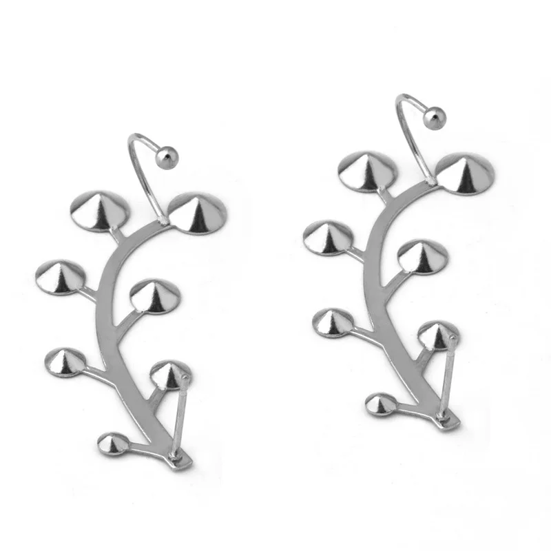 

Stainless Steel Leaf Ear Wire Earrings Post with 7 Circle Bezels for Pointed Back Xilion Rivoli Rhinestone Earrings Findings DIY