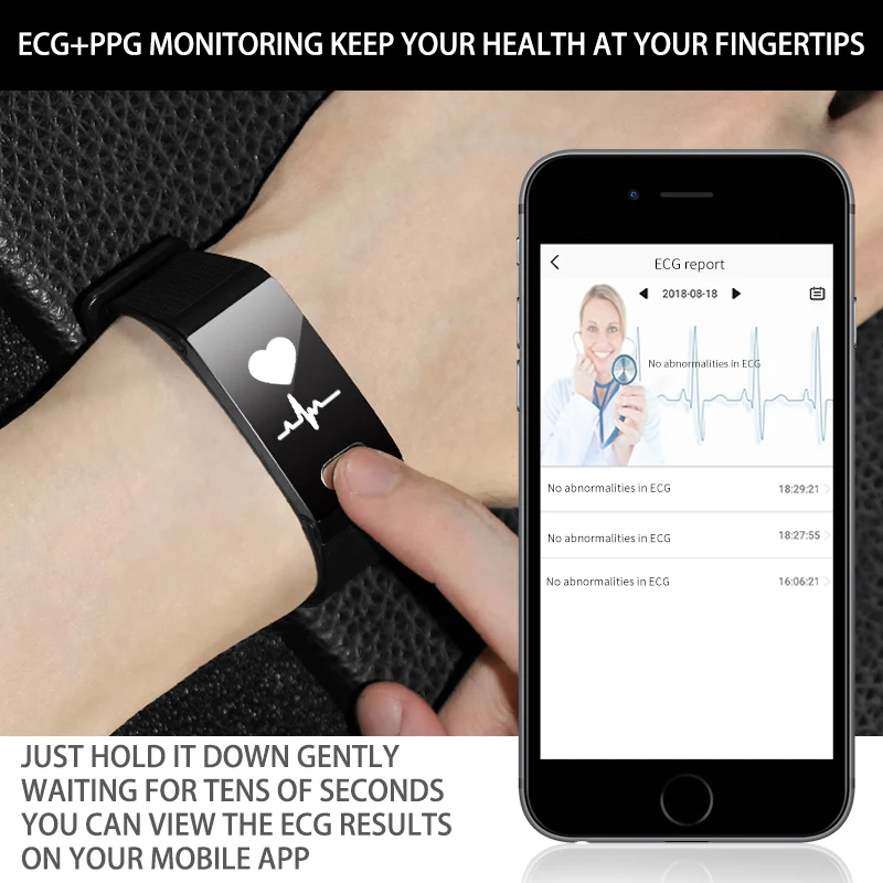 

SENSTHEN New Wristband Blood Pressure ECG Fitness Tracker Heart Rate Monitor Fitness Bracelet Bluetooth Men Women Smart Bracelet