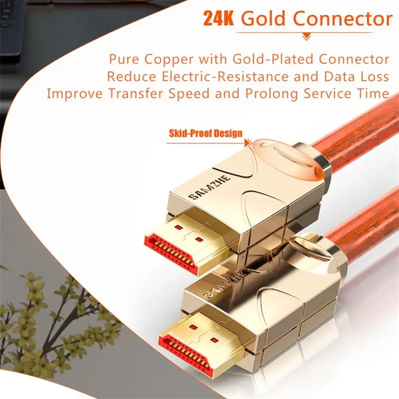 Кабель SAMZHE HDMI из цинкового сплава кабель hdmi в 2 0 4 K 18 Гбит/с 5 м 1 3 для PS4 xbox проектор
