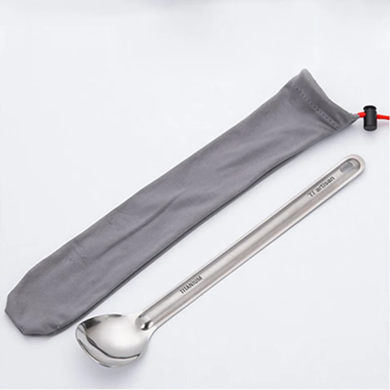 Tiartisan Titanium Long Handle Spoon Outdoor Portable Dinner Spoon Camping Picnic Cutlery Outdoor Traveling Tableware Ta8119