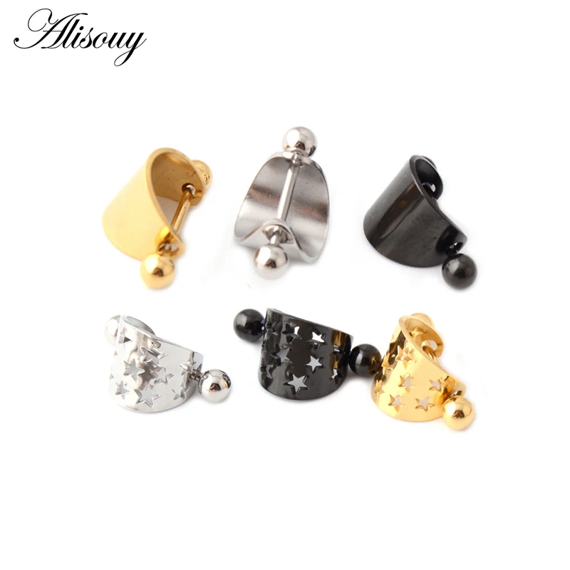 

Alisouy 1Pc Fashion Star Stainless Steel Gold Nipple Barbell U Shaped Silver Sexy Nipple Ring Women Stud Body Piercing Jewelry