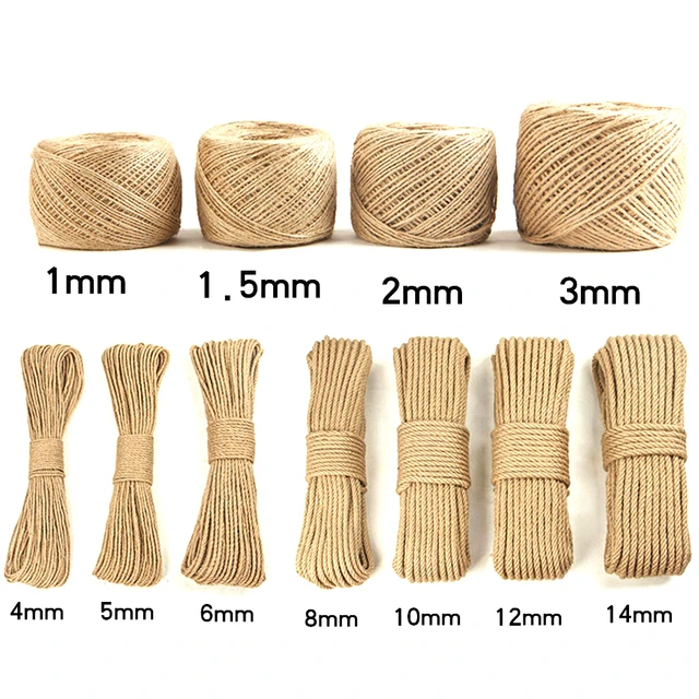 8MM Corde de Jute Corde Chanvre Corde de Jardin en Chanvre Solide