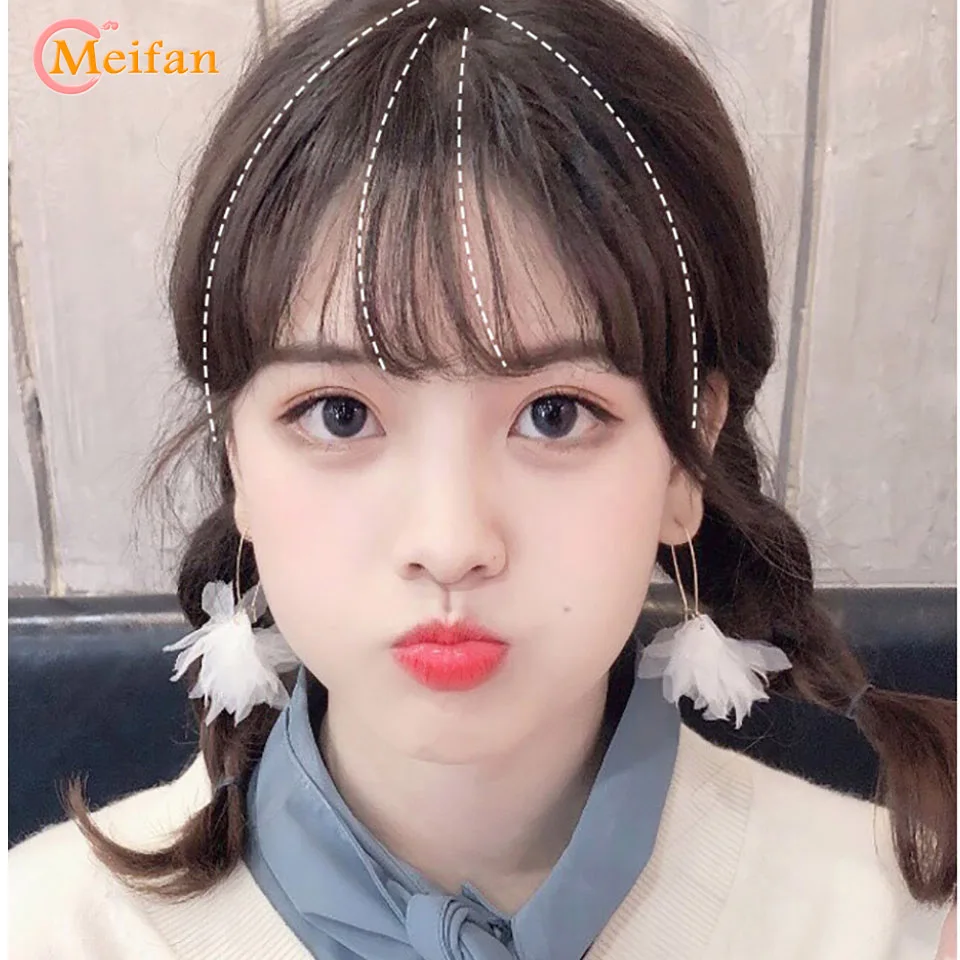 MEIFAN 3D воздушные полосы с двумя длинными боками для женщин ручной работы Ткачество Невидимые Бесшовные черные коричневые аккуратные челки