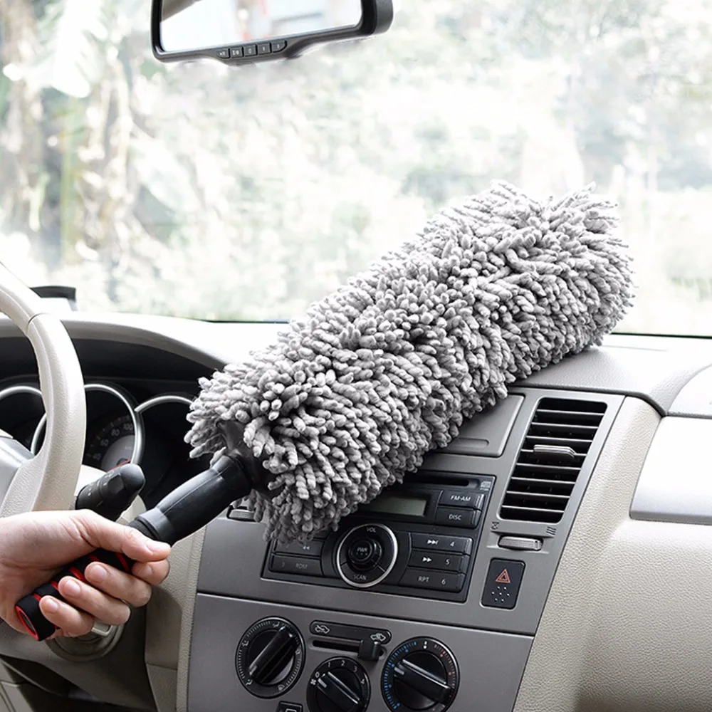 Microfiber Car Cleaning Duster Lint Wax Polishing Tool Extendable Handle (7)