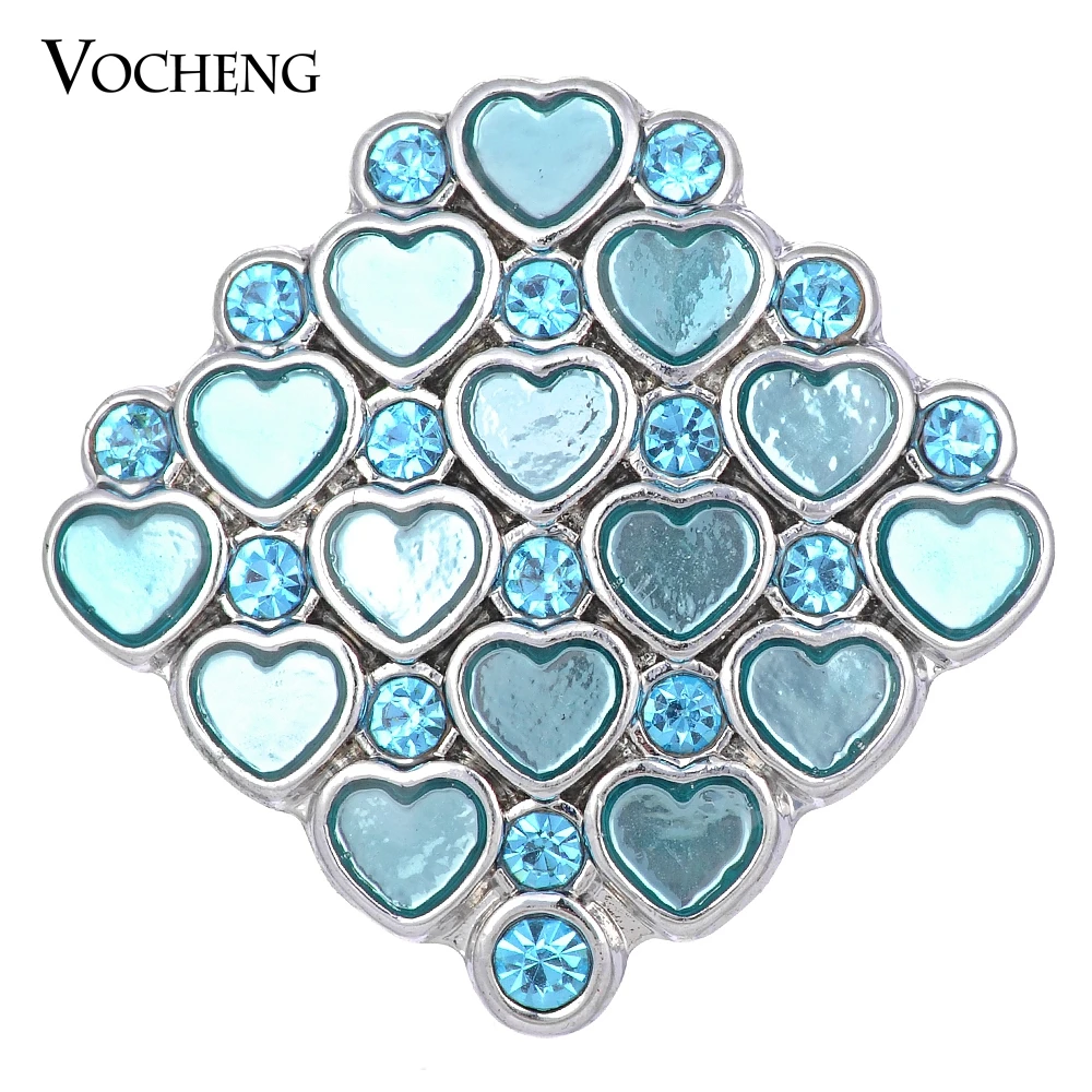 Vocheng Interchangeable Snap Charms Square 18mm 3 Colors Filled Heart Vn-1626 Pack of 2pcs